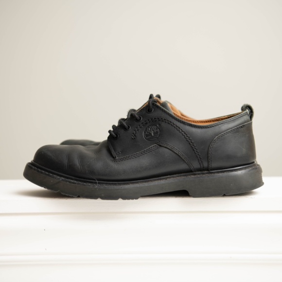 Timberland Men's 10 Black Leather Waterproof Oxford Lace Up Shoes - Picture 3 of 7